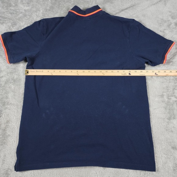 Scotch & Soda Polo Shirt Mens Large Navy Tipped Collar Cuffs Stretch Logo Patch - Picture 9 of 13
